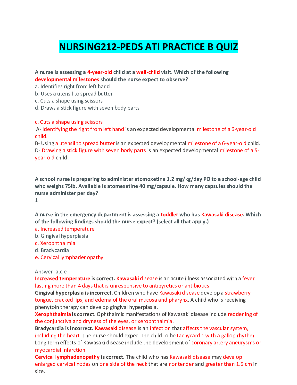 Preview image of NURSING212-PEDS ATI PRACTICE B QUIZ.pdf document